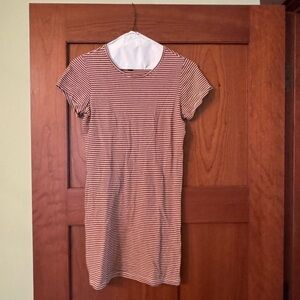 Urban Outfitters Red and White Striped T-Shirt Dress